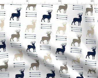 Stags Hunt Fabric - Multi Buck And Arrow Stack Rustic Woods By Littlearrowdesign -  Native Mens Cotton Fabric By The Yard With Spoonflower