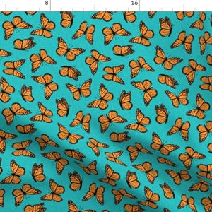 Monarch Butterfly Fabric - Monarch Butterflies By Littlearrowdesign - Blue Orange Insects Nature Cotton Fabric By The Yard With Spoonflower
