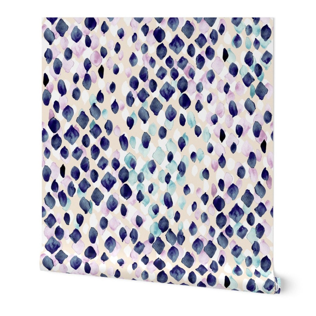 Abstract Lilac Wallpaper indigo Rain Teal Lavender by Etsy