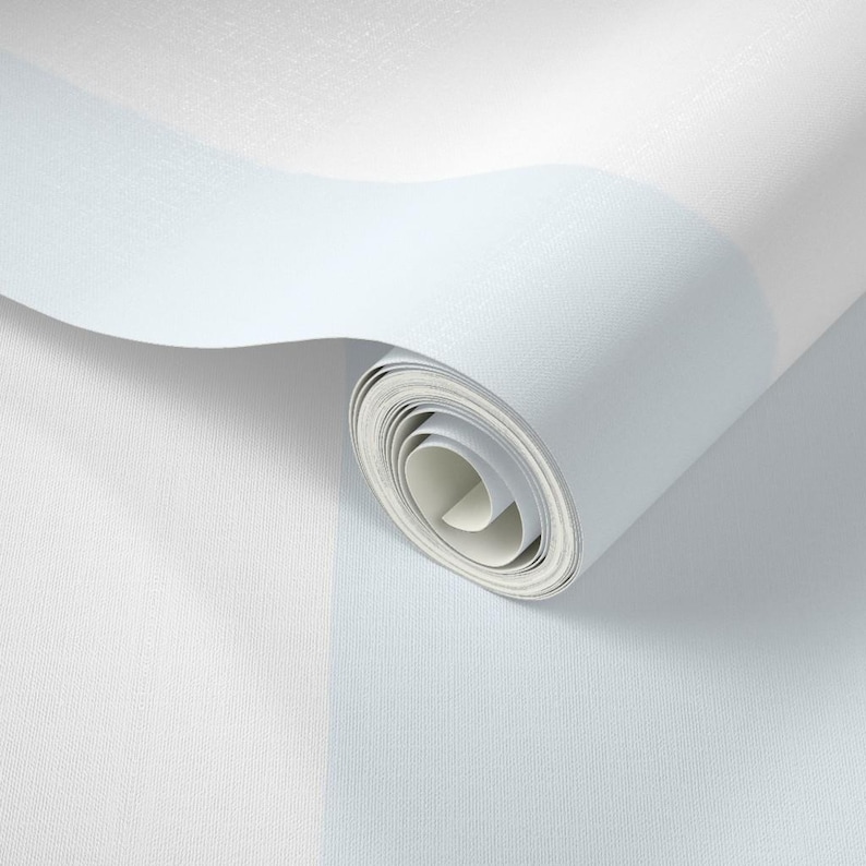 Stripe Peel and Stick Wallpaper - Soft Colors Pastel Blue Wide Large Stripe - Removable Wall Decor Art - Pale Blue And White by ellencarroll image 3