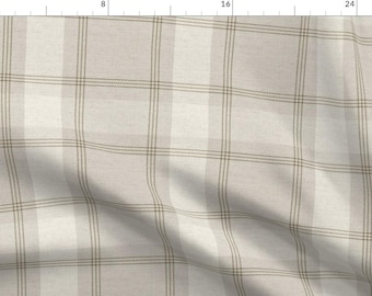 Tan Plaid Fabric - Light Tan Plaid by laura_nisbet_art - Heritage Vintage Rustic Tartan Victorian Check Fabric by the Yard by Spoonflower