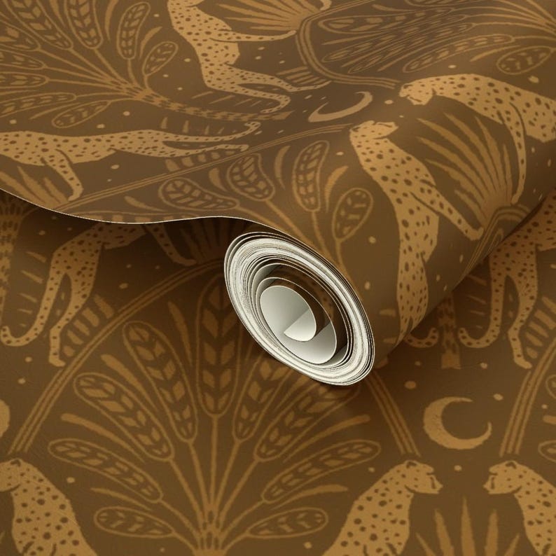 Buy Art Deco Cheetah Gold or Silver Metallic Wallpaper Night Cheetahs