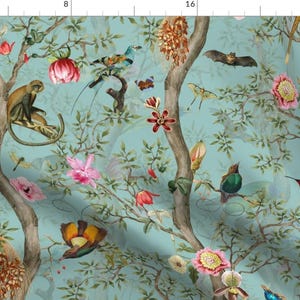 Romantic Chinoiserie Fabric - Vintage Tropical by utart - Nostalgic Antique Botanical Garden Rococo  Fabric by the Yard by Spoonflower