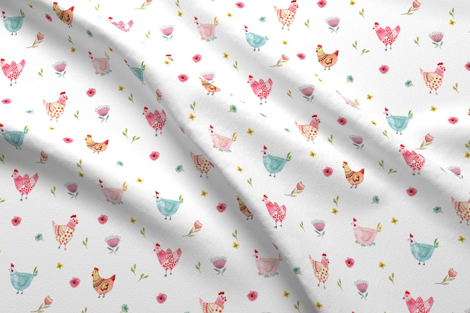 Polka Dot Chickens Fabric Polka Girls White By Shopcabin | Etsy