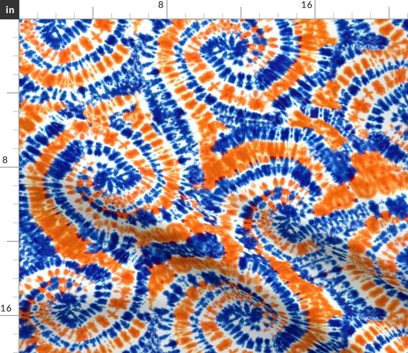 Tie Dye Fabric Orange and Blue Tie Dye Lad19 by - Etsy