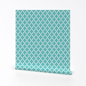 Papel tapiz de cuatro hojas - Turquesa marroquí de Sweetzoeshop - Decoración moderna para el hogar Ropa de cama Ropa de tela de algodón cortada a medida con Spoonflower imagen 1