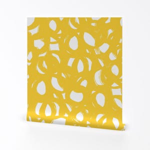 Goldenrod Loops Wallpaper - Gelb Gekritzel Von Ottomanbrim -Modern Home Individuell bedruckte entfernbare selbstklebende Tapetenrolle von Spoonflower