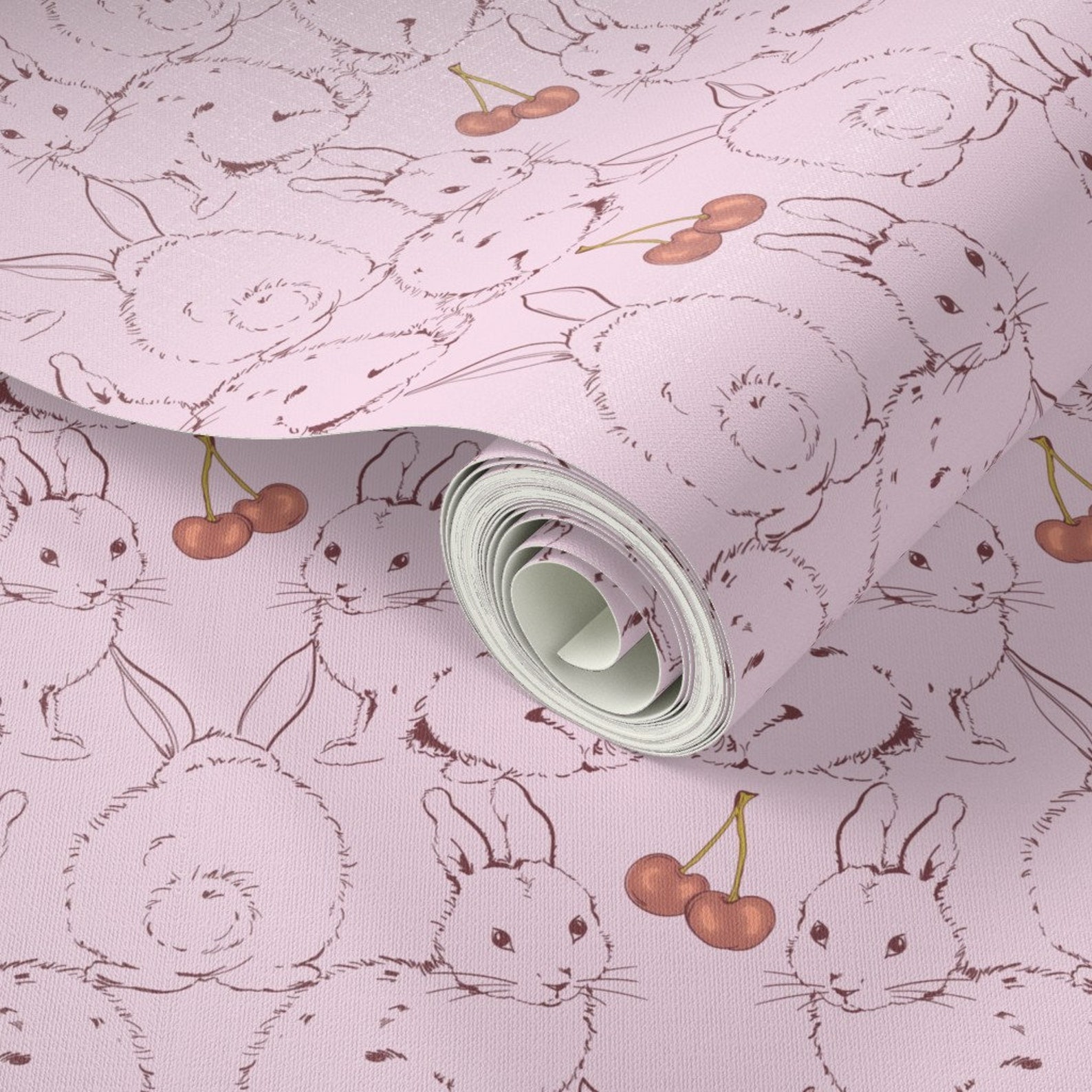 Bunny Tails Wallpaper Bunny Tails and Cherries by Nelvis - Etsy