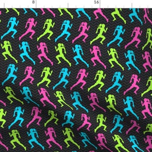 Running Fabric - Running By Bags29 Colorful Female Sprinter Jogging Marathon Track Field Sport - Cotton Fabric By The Yard With Spoonflower
