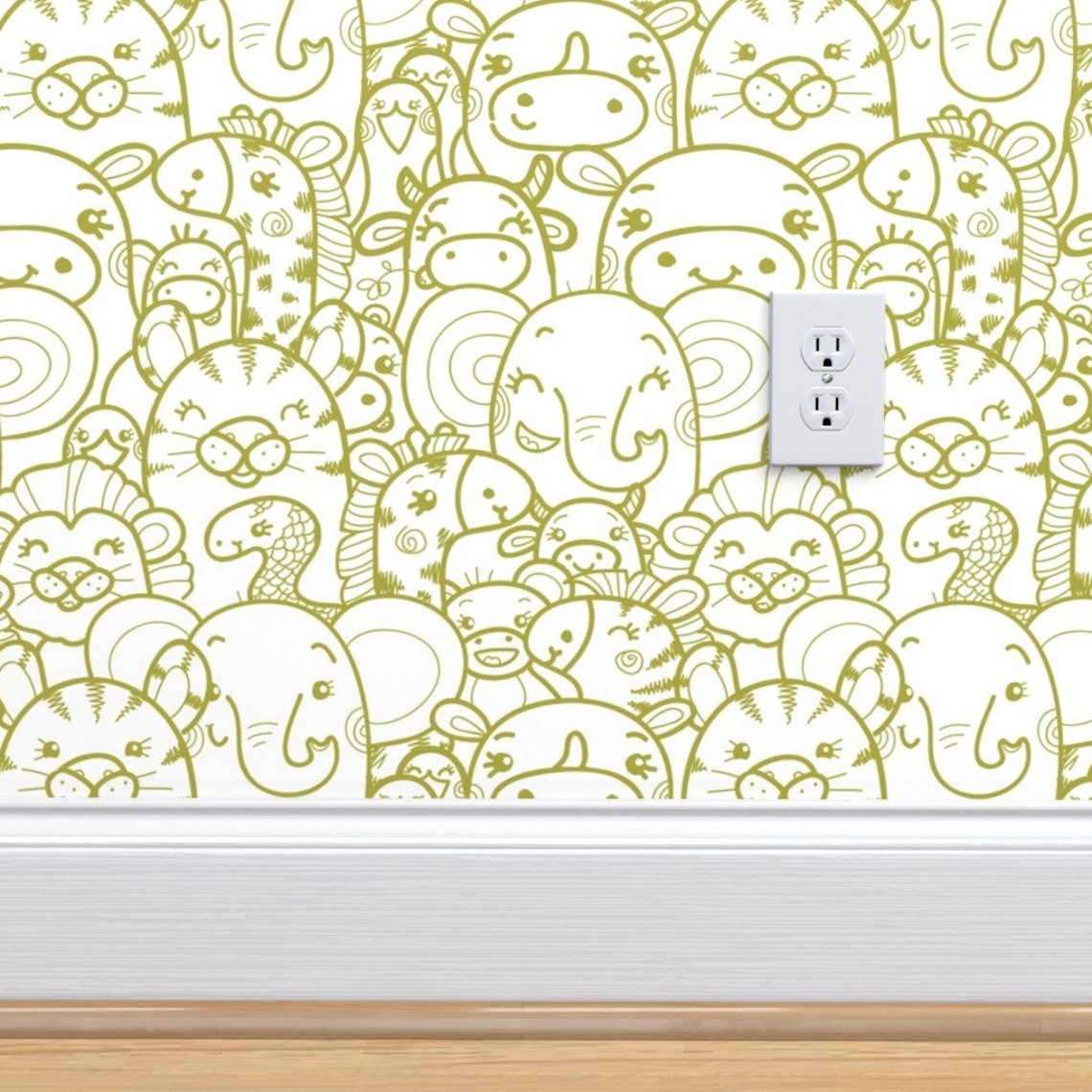 Wild Animals Wallpaper Wild Animals Green by Oksancia - Etsy