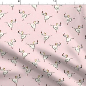 Clara Fabric - Ballet - Nutcracker - Clara - Pink W/Snow By Littlearrowdesign - Christmas Holiday Cotton Fabric By The Yard With Spoonflower