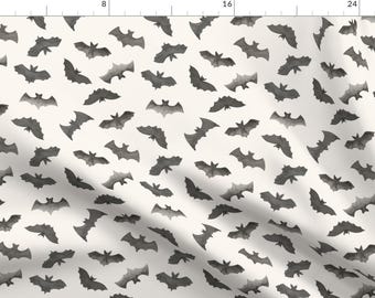 Watercolor Bats Fabric - Watercolor Bats By Hipkiddesigns - Gray Beige Halloween Spooky Wings Cotton Fabric By The Yard With Spoonflower