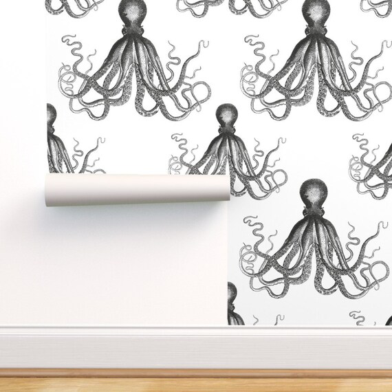 Octopus Wallpaper Vintage Octopus Pattern by Andrea Haase - Etsy