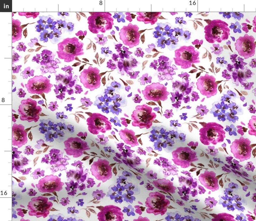 Purple and Pink Flowers Fabric Modern Lavender Magenta - Etsy