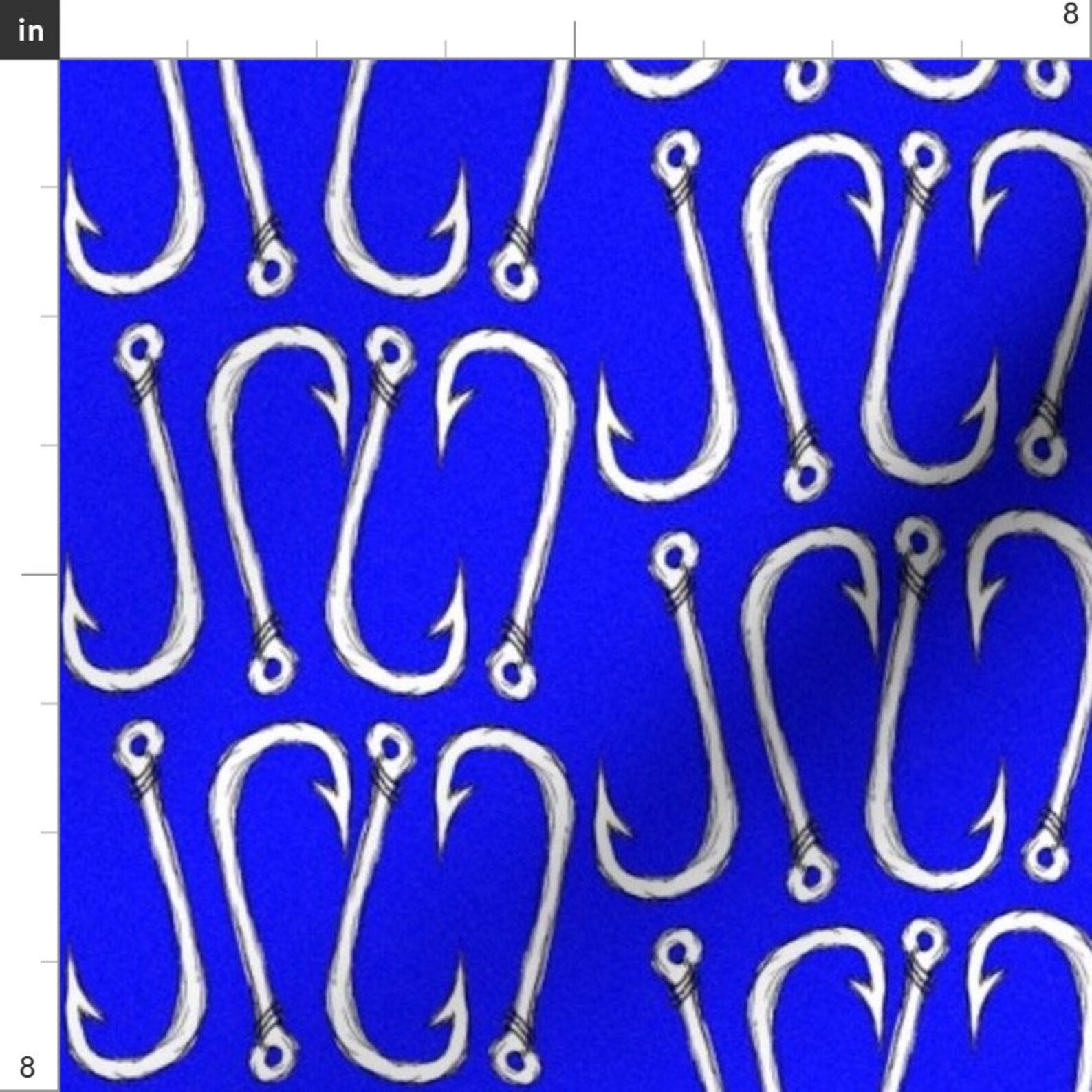 Fish Hook Fabric Playing Hooky By Ashleychasek Blue White Etsy