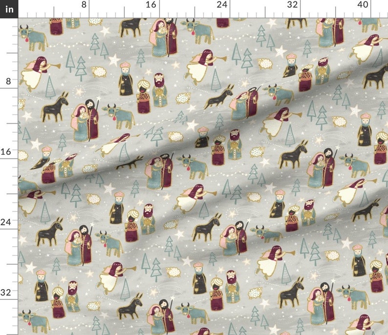 Nativity Scene Fabric Nativity the Birth of Jesus by Etsy