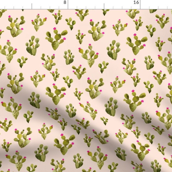 Blush Boho Cactus Fabric - Prickly Pear Blush By Mintpeony - Blush Wedding Cactus Bohemian Cotton Fabric By The Yard With Spoonflower