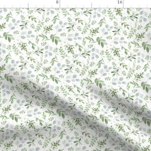 Eucalyptus Fabric - Eucalyptus Greenery by dailymiracles - Green Leaves Feminine Nursery Watercolor Soft Fabric by the Yard by Spoonflower