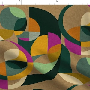 Abstract Circles Fabric - Modern Circles By Ceciliamok - Retro Inspired Modern Circles Upholstery Cotton Fabric By The Yard With Spoonflower