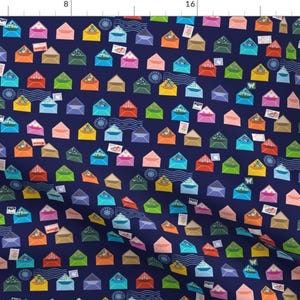 Mail Fabric - Envelopes Post Snail Mail Stamps Letter By Pennycandy - Postal Service Post Office Cotton Fabric by the Yard with Spoonflower