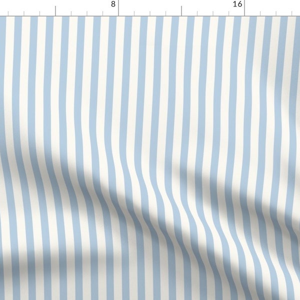 Blue Stripe Fabric - Icy Blue Stripe On Cream Mary Poppins Apron By Jenlats- Pastel Blue Baby Boy Cotton Fabric By The Yard With Spoonflower