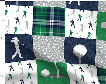 Golf Cheater Quilt Fabric Fabric - Golf Wholecloth - Green Navy Plaid - Lad19 By Littlearrowdesign - Golf Fabric Fabric With Spoonflower
