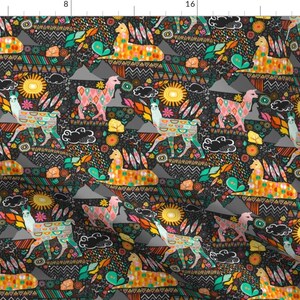Llamas Animal Illustration Fabric - Llamas On Grey By Creativetaylor - Llamas Abstract Design Cotton Fabric By The Yard With Spoonflower