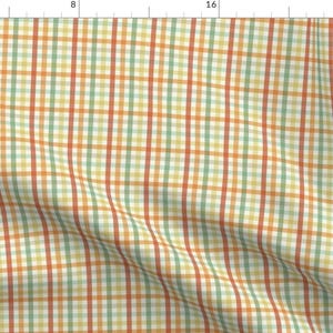 Plaid Fabric - Fall Gingham Small by devondesignco - Orange Green Yellow Red Autumn Gingham Harvest  Fabric by the Yard by Spoonflower