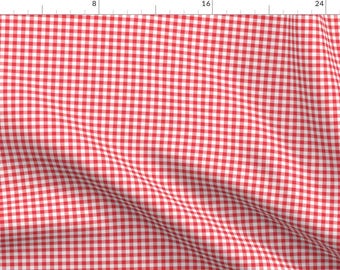 Strawberry Gingham Fabric - Southern Summer Red White Picnic Check Small Plaid By Weavingmajor - Cotton Fabric By The Yard With Spoonflower