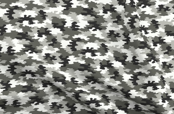 Spoonflower Fabric Sewing Shirting Quilting Dresses Apparel Crafts Black White Camo Gray Camouflage Monochrome Snow Sports Fashion Printed on Cotton Poplin Fabric by The Yard