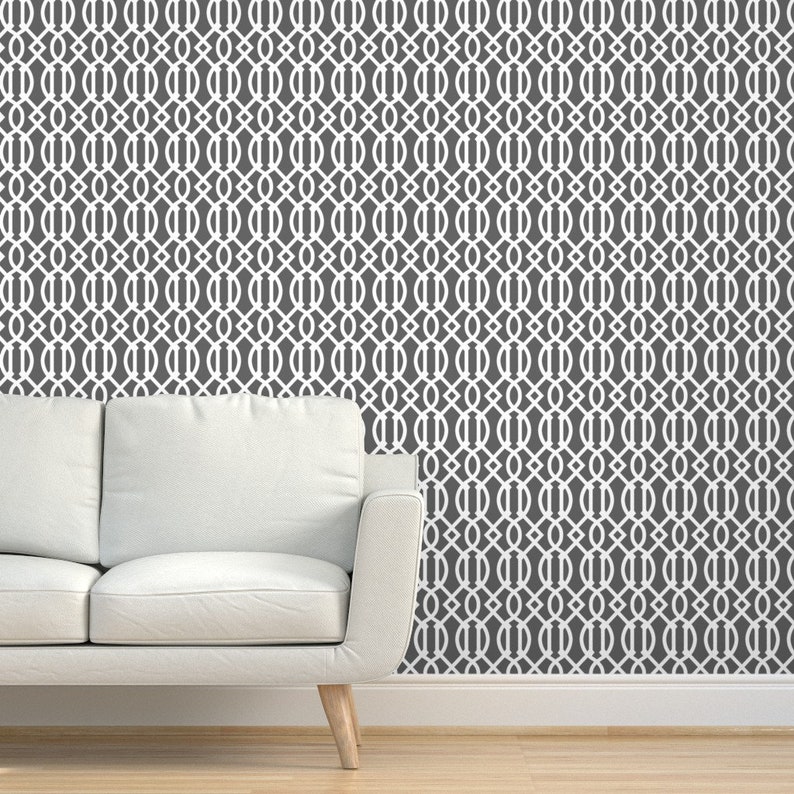 Gray Trellis Wallpaper Charcoal Trellis by Etsy