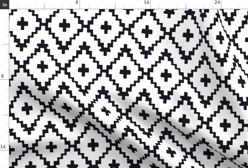 Black & White Modern Fabric Southwest Diamond Chevron Etsy
