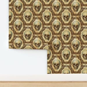 Gothic Wallpaper- Victorian Skulls By Thecalvarium - Goth Vintage Skull Custom Printed Removable Self Adhesive Wallpaper Roll by Spoonflower image 4