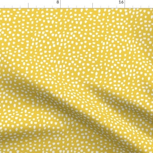 Yellow Dot Fabric - White Dots On Yellow by milkyrosadesignagency - Brushed Graphic Brushstroke Fabric by the Yard by Spoonflower