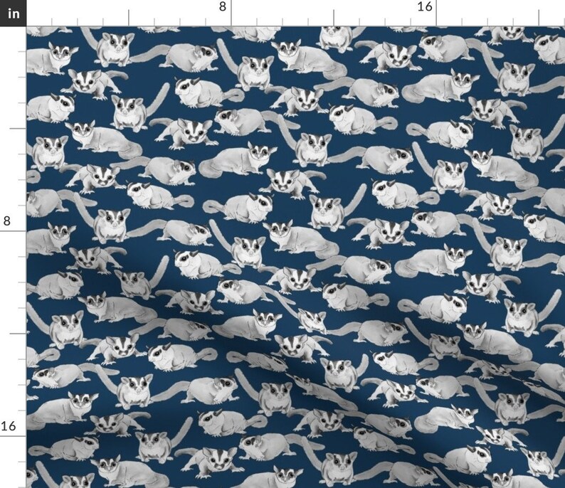 Sugar Glider Fabric Sugar Gliders on Dark Blue by Etsy