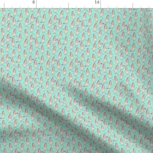 90s Nostalgia Fabric - Small Scale Cute Dolls Toys Pastel Rainbows By Andrea Lauren - Aqua Dolls Cotton Fabric By The Yard With Spoonflower