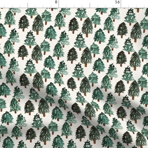 Christmas Tree Fabric Watercolor Pines by erin__kendal Greenery Dark Green Pine Trees Holiday Festive Fabric by the Yard by Spoonflower image 1