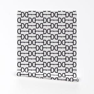 Equestrian Removable Peel and Stick Wallpaper - Snaffle Bit Black And White Monochrome - Wall Art Wall Decor - Snaffle Bits by pennyroyal