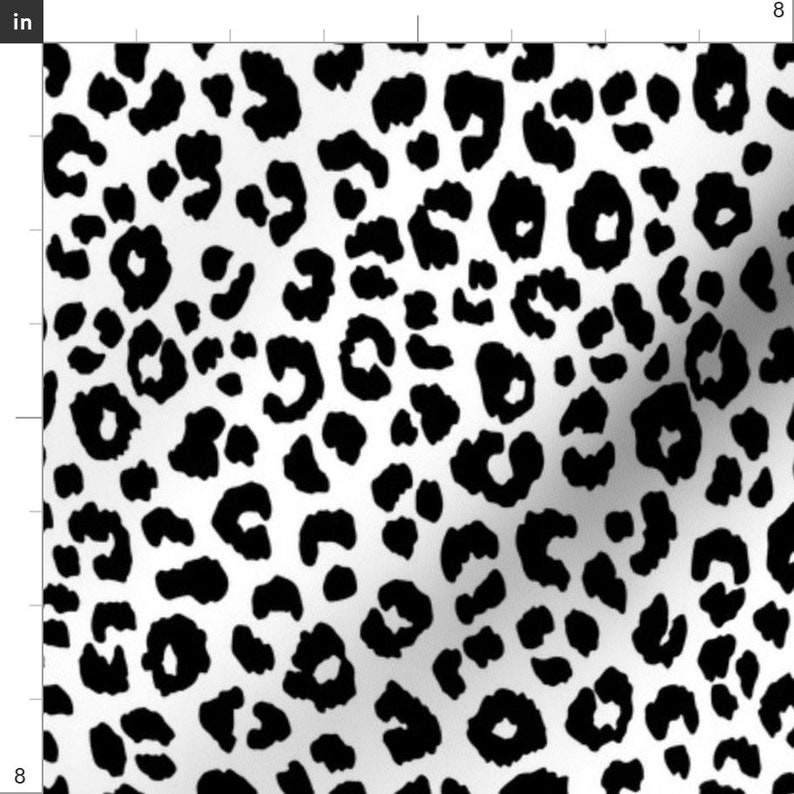 Leopard Print Black and White Fabric Leopard Black White by Etsy