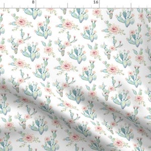 Watercolor Boho Cactus Fabric - Watercolor Cactus // Medium Scale By Hipkiddesigns - Boho Cactus Cotton Fabric By The Yard With Spoonflower