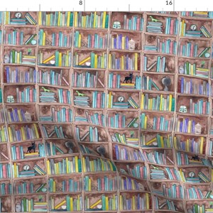 Library Books Fabric Watercolour Bookshelf by Elena - Etsy
