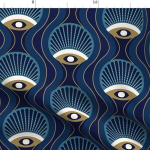 Art Nouveaudc Blue Fabric - Le Nouveau Victorian By Vilmosvarga - Art Nouveaudc Navy Blue Cotton Fabric By The Yard With Spoonflower