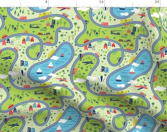 On the Road Fabric - To The Ocean And Back Road Trip By Diane555 - Road Trip Nursery Decor Cotton Fabric By The Yard With Spoonflower