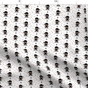 Ninja Fabric - Little Ninja By Stofftoy - Little Ninja Kids Martial Arts Assassin Ninja Star Cotton Fabric By The Yard With Spoonflower
