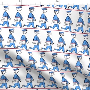 Mail Man Fabric - Mr. Postman By Boris Thumbkin - Save the Post Office Postal Service US Mail Cotton Fabric By The Yard With Spoonflower
