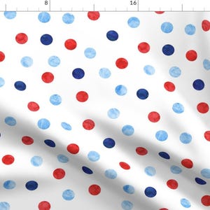Polka Dots Fabric - 1&quot; Polka Dot Scatter Red White And Blue By Littlearrowdesign- Watercolor Dots Cotton Fabric By The Yard With Spoonflower
