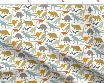 Dinosaur Fabric - Little Dinosaur Friends By Jillbyers - Boys Modern Nursery Decor Dinosaurs Cotton Fabric By The Yard With Spoonflower