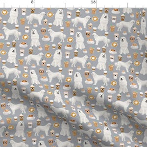 Grey Coffee Dog Fabric - Great Pyrenees Dog Latte Cute Quilting By Petfriendly - Cotton Fabric By The Yard With Spoonflower