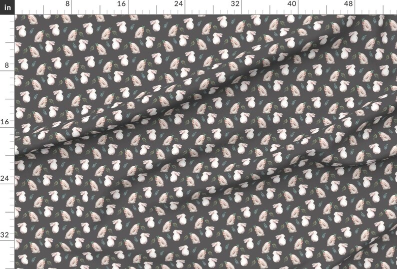 Woodland Bunnies Fabric - Whimsical Bunnies Gray By Hipkiddesigns - Easter Gender Neutral Baby Cotton Fabric By The Yard With Spoonflower image 2