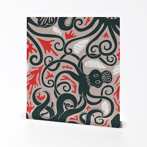 Greek Art Wallpaper - Minoan Octopus Pattern Ancient By Kostolom3000 - Custom Printed Removable Self Adhesive Wallpaper Roll by Spoonflower